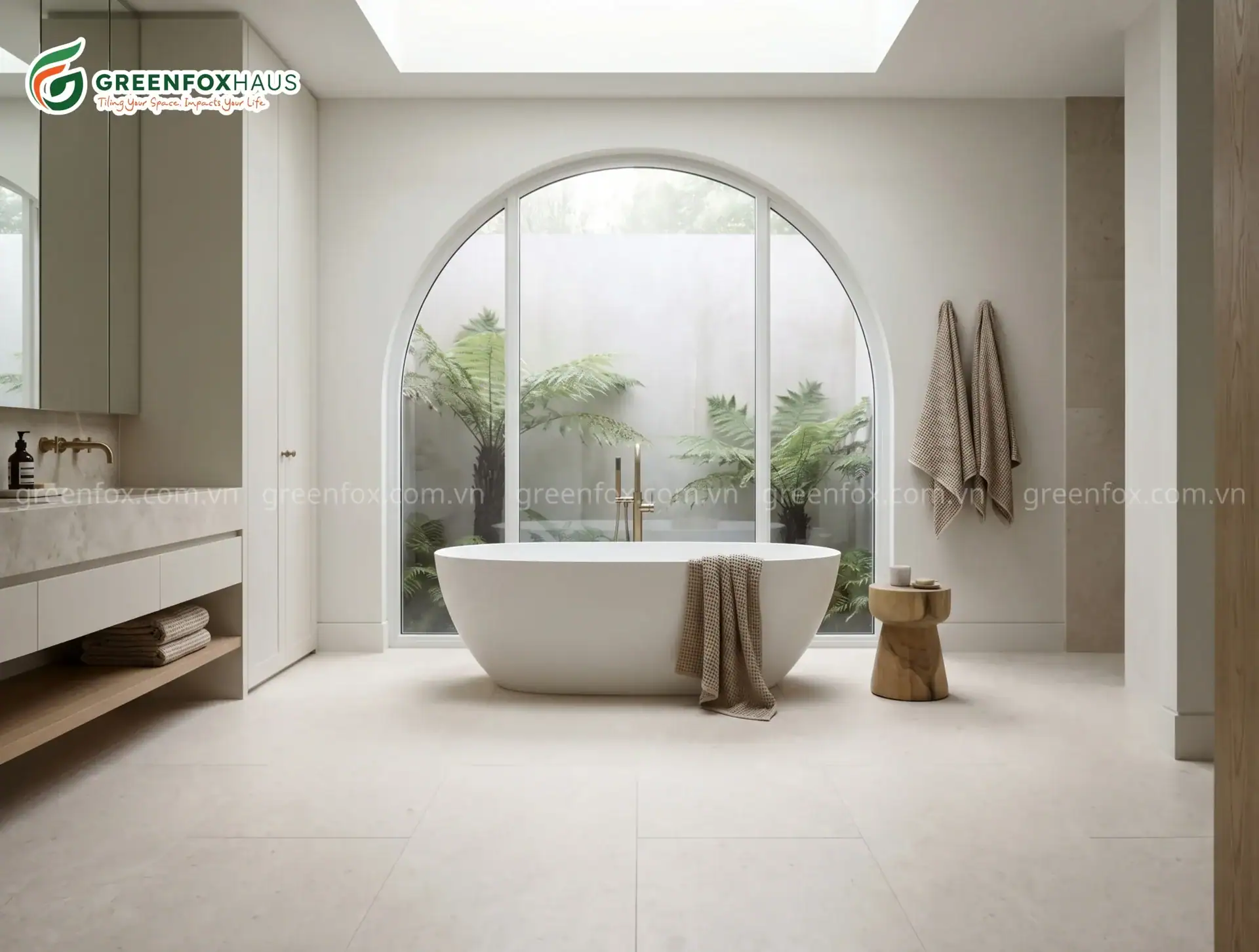 Gạch ốp lát Matt vân đá màu Kem Trắng GF84.LS04 (600x1200mm)