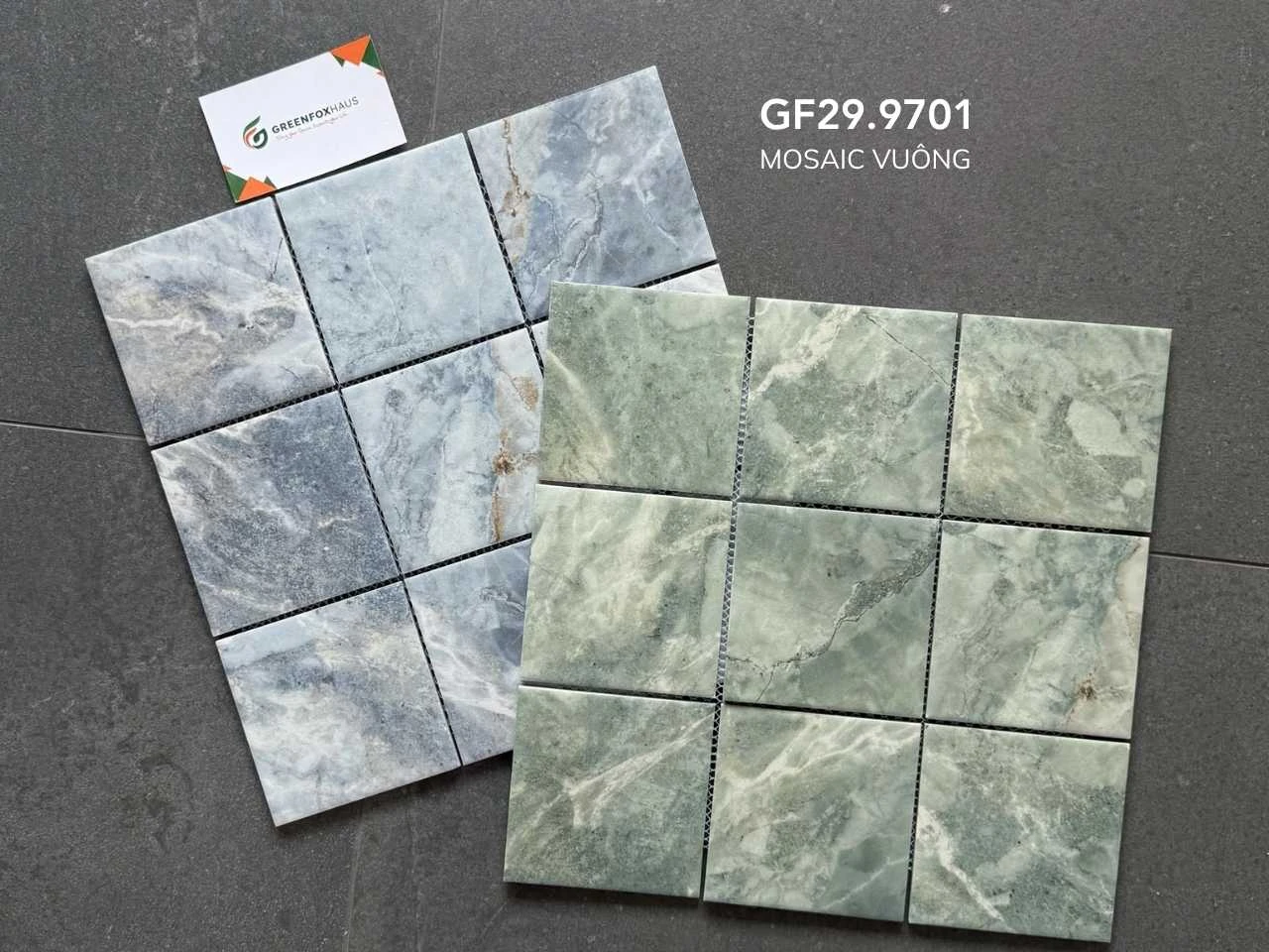 GẠCH MOSAIC VUÔNG PORCELAIN VÂN ĐÁ XANH RÊU & XANH DƯƠNG GF29.9701 (296x296mm)