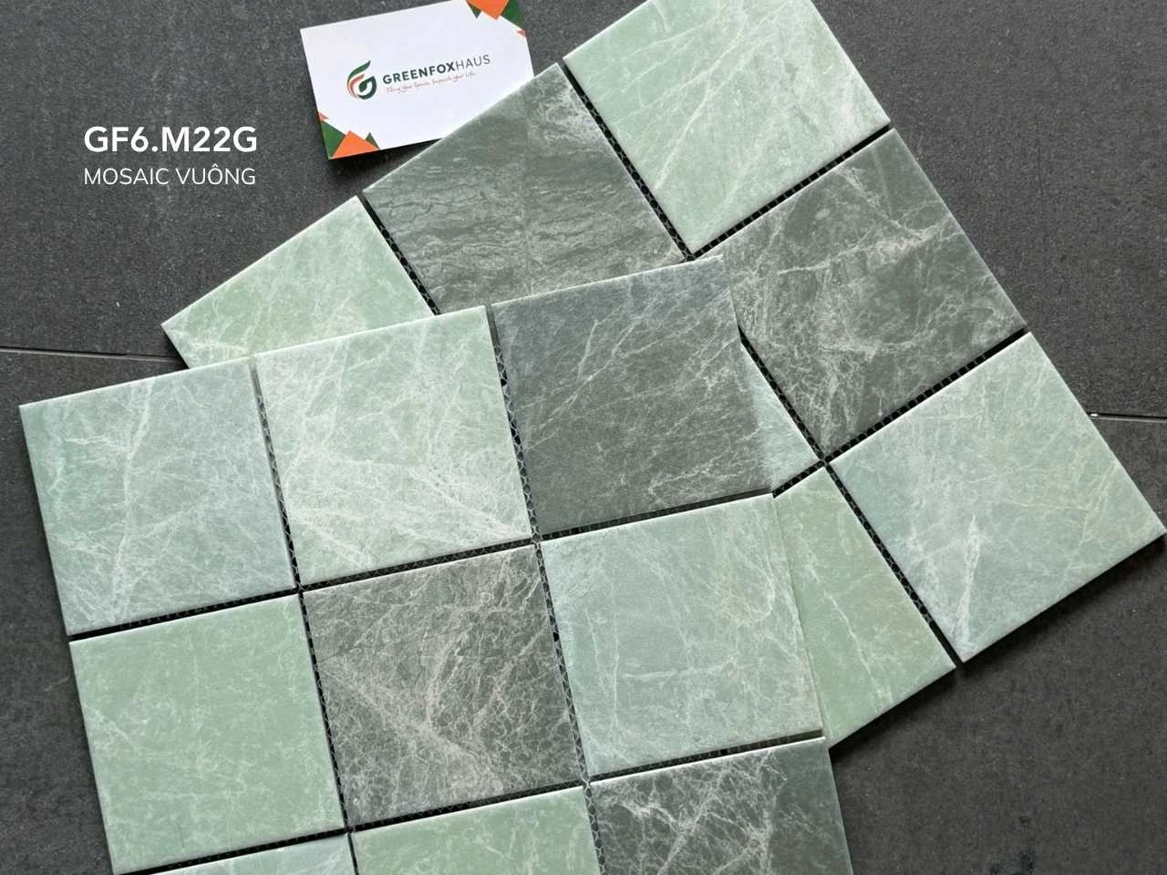 GẠCH TRANG TRÍ MOSAIC VUÔNG VÂN ĐÁ XANH GF6.M22G