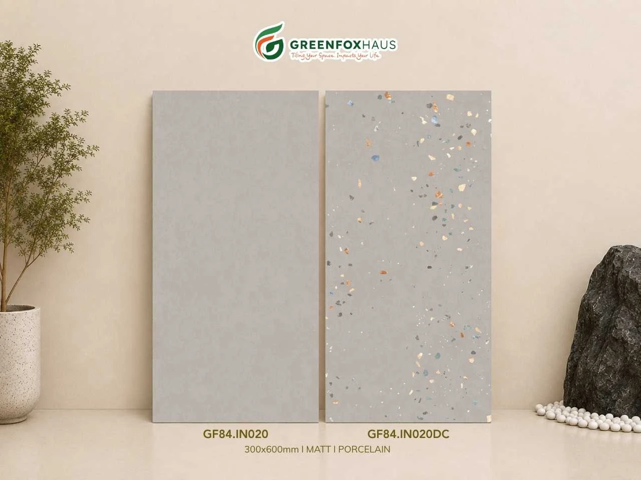 Gạch Ốp Lát Matt Ghi Nhạt GF84.IN020 & GF84.IN020DC (300x600mm)