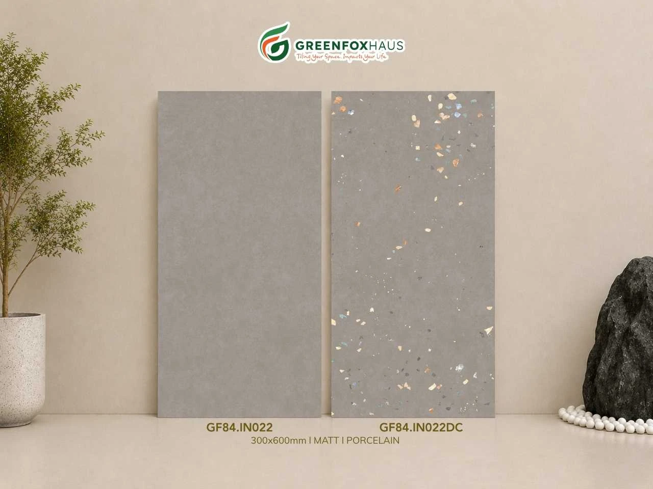 Gạch Ốp Lát Matt Ghi Trung GF84.IN022 & GF84.IN022DC (300x600mm)
