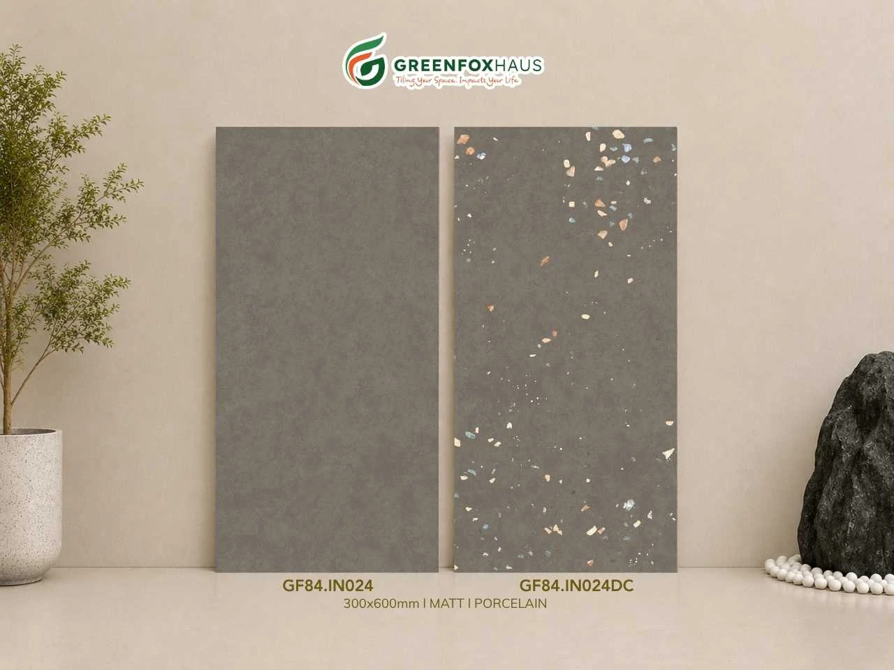 Gạch Ốp Lát Matt Ghi Đậm GF84.IN024 & GF84.IN024DC (300x600mm)