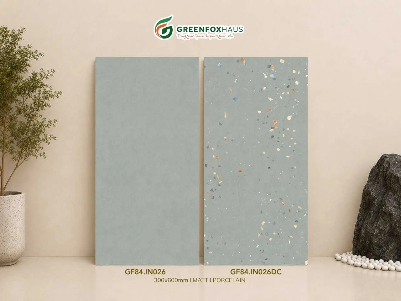 Gạch Ốp Lát Matt Xanh Ghi GF84.IN026 & GF84.IN026DC (300x600mm)