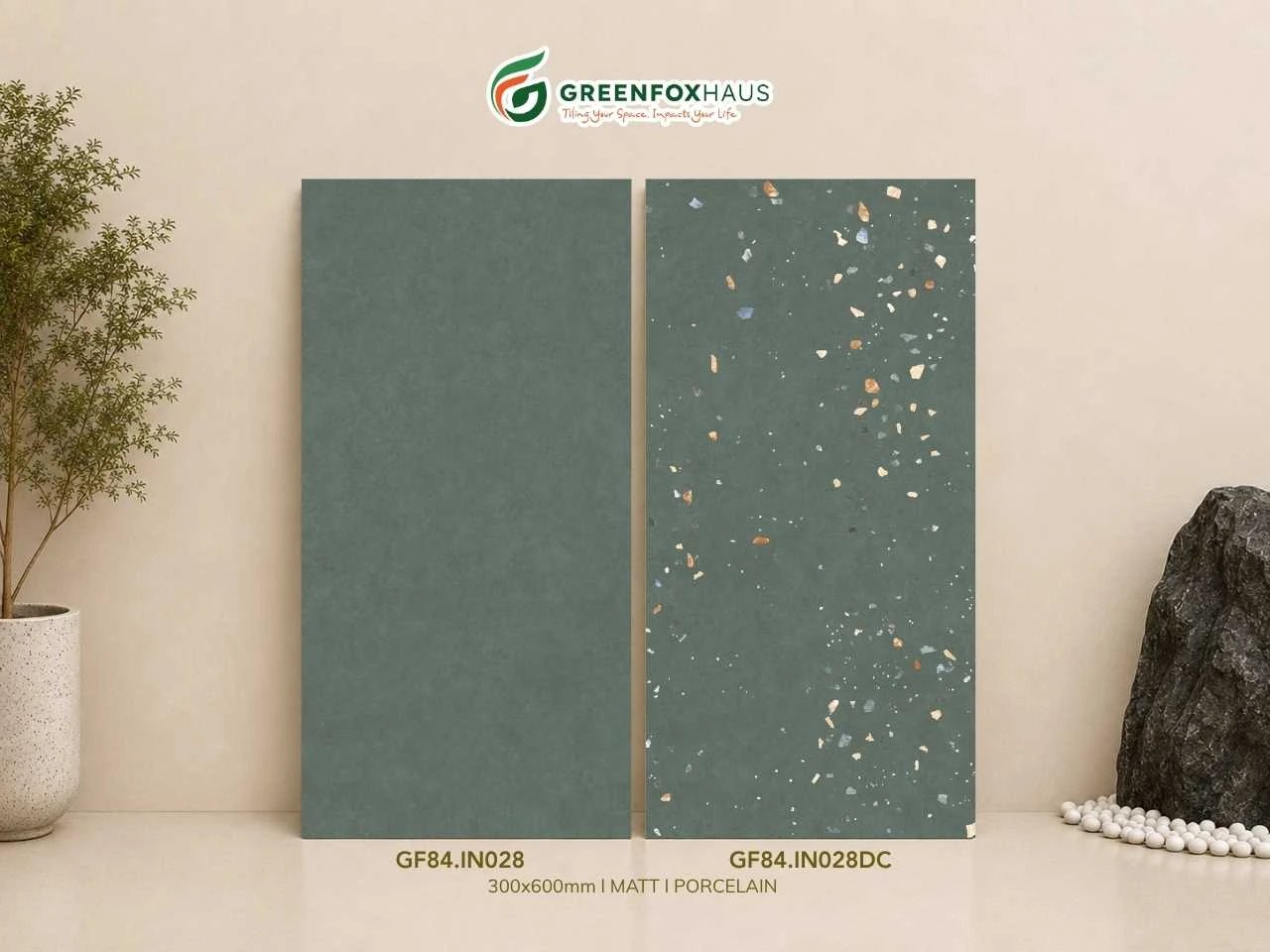 Gạch Ốp Lát Matt Xanh Rêu GF84.IN028 & GF84.IN028DC (300x600mm)
