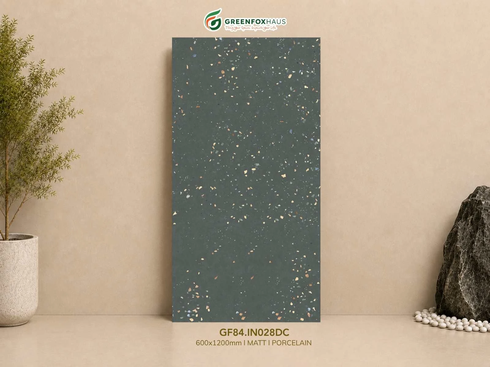 Gạch Ốp Lát Matt Xanh Rêu Terrazzo GF84.IN028DC (600x1200mm)