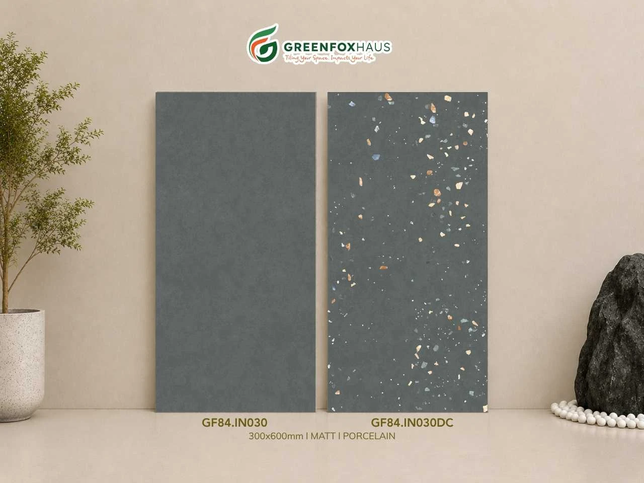 Gạch Ốp Lát Matt Xám Than GF84.IN030 & GF84.IN030DC (300x600mm)