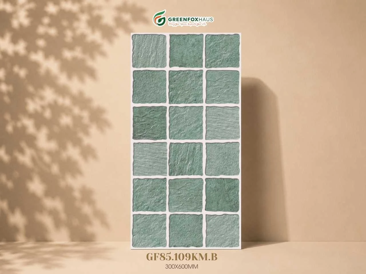 GẠCH ỐP LÁT PORCELAIN VÂN GIẢ Ô VUÔNG XANH LÁ GF85.109KM.B (300x600mm)