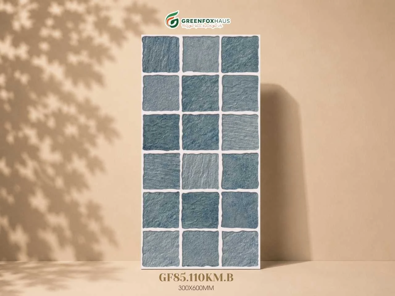 GẠCH ỐP LÁT PORCELAIN VÂN GIẢ Ô VUÔNG XANH XÁM GF85.110KM.B (300x600mm)