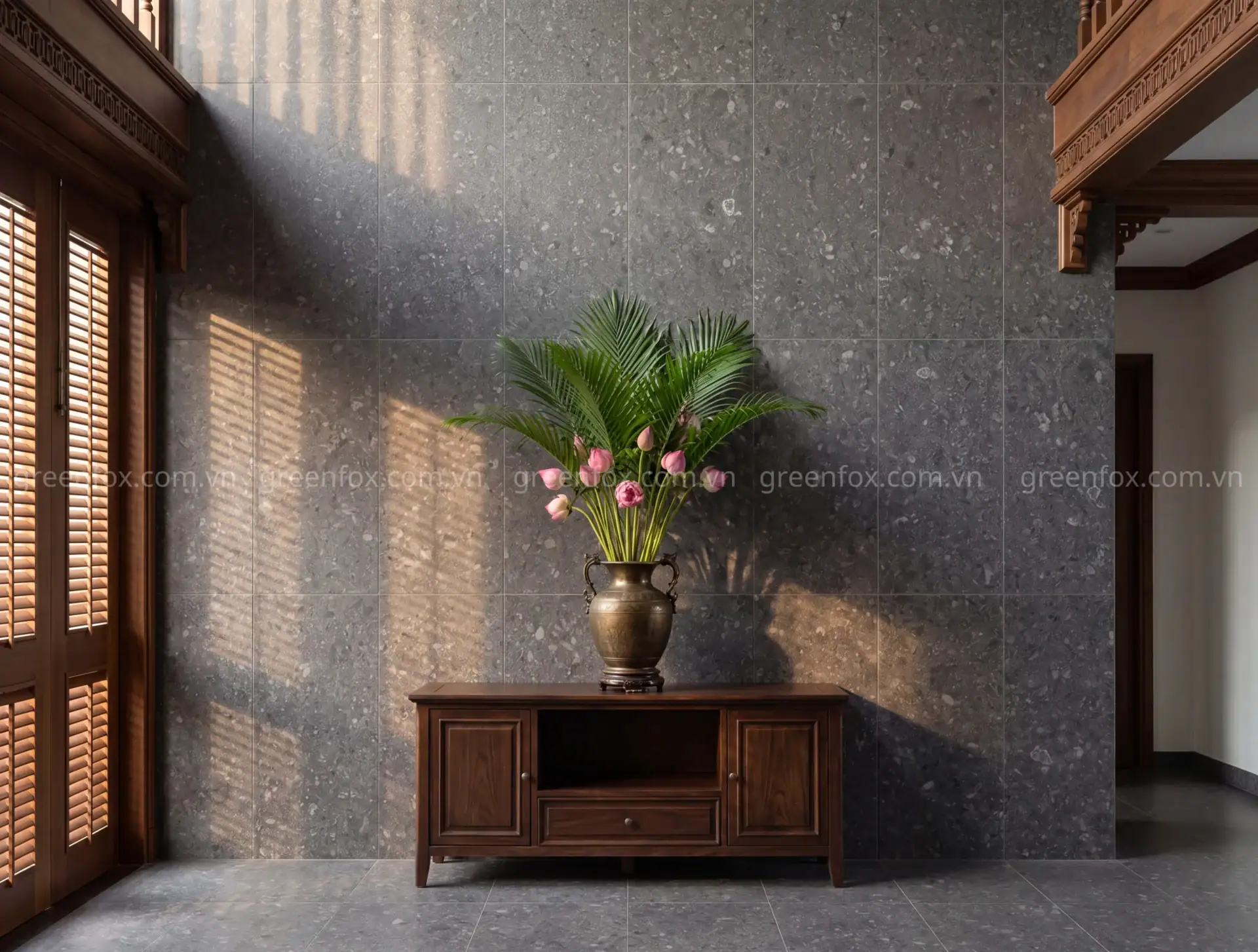 Alternative view of GẠCH ỐP LÁT PORCELAIN VÂN TERRAZZO CHARCOAL GF84.61209 (600X1200MM)