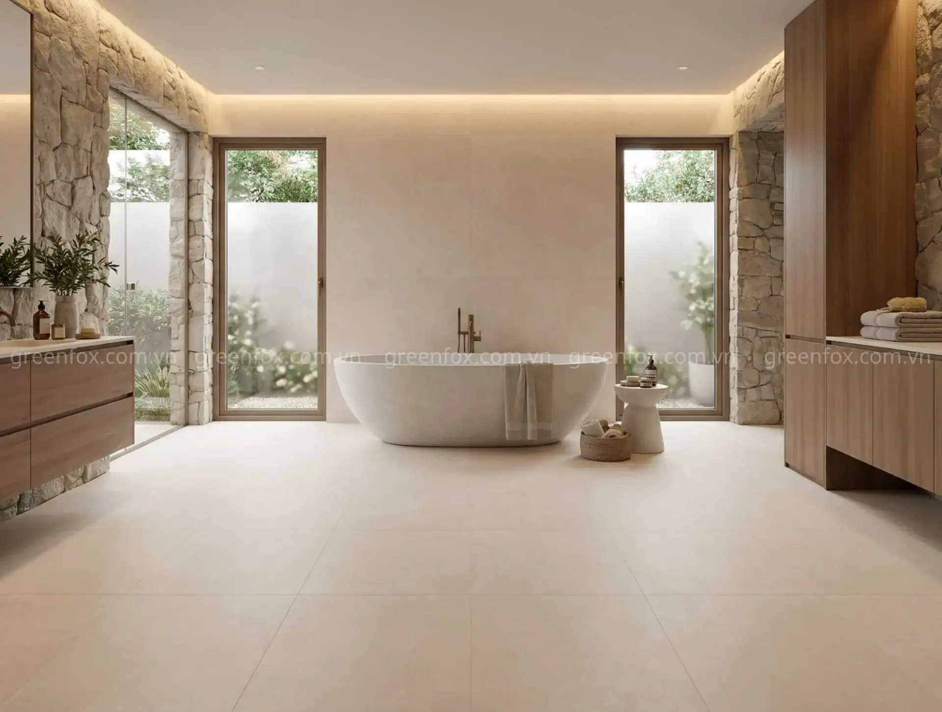 PHỐI CẢNH GẠCH ỐP LÁT NỀN VÂN GIẢ ĐÁ 60X120CM