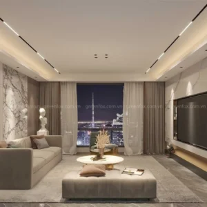 Gạch ốp tường vân đá marble cho phòng khách chung cư cao cấp